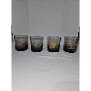 Cutty Sark Scotch Whiskey 4 Old Fashioned Lowball Glasses Smoke